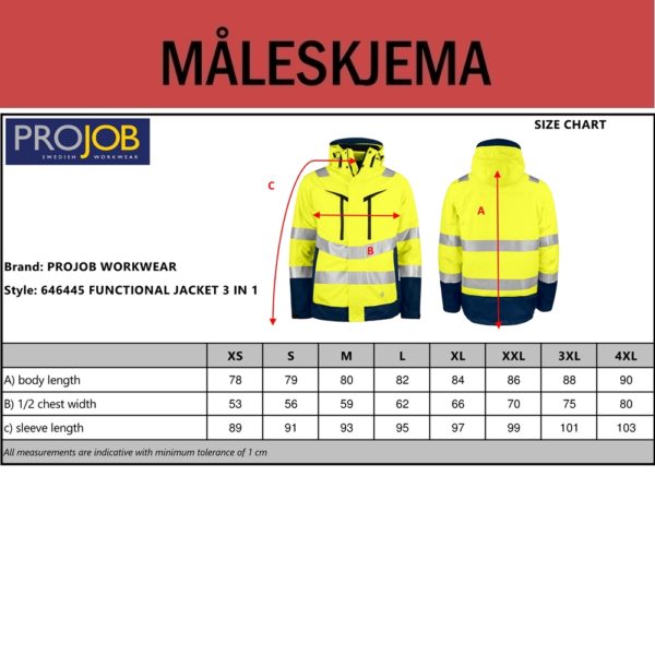 6445 Funksjonsjakke 3-i-1 EN ISO 20471 Kl 3/2 - Bilde 3